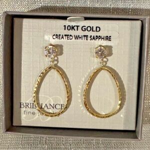 Brilliance 10KT Gold Earrings with Created White Sapphire
